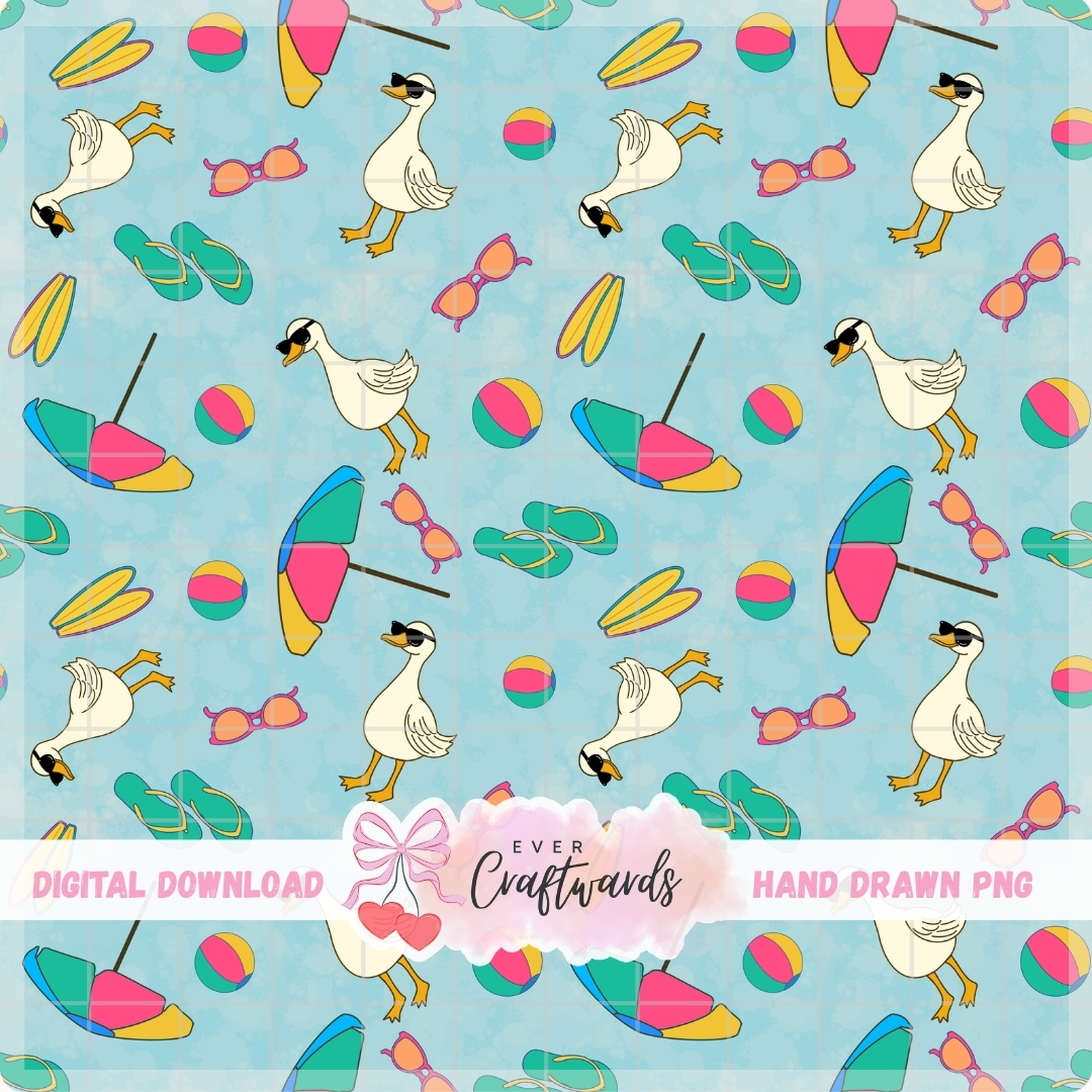 Beachy Goose Seamless Pattern - 300 DPI Digital Download