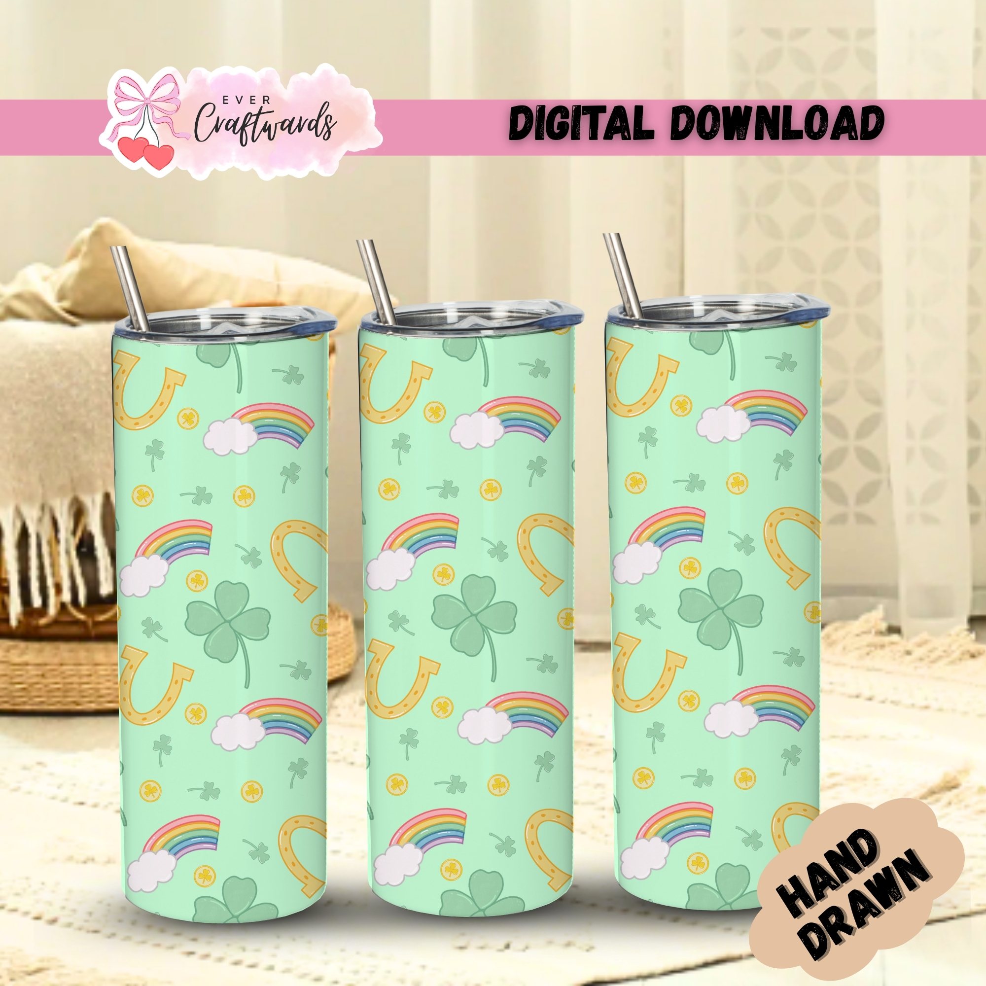 Lucky Day Digital Seamless Tumbler Wrap - 300 DPI