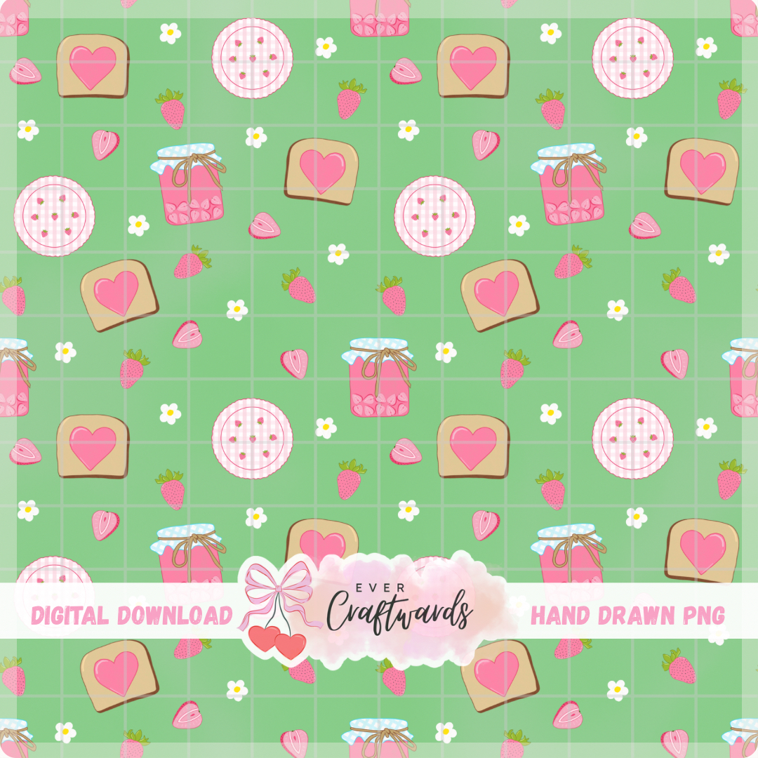 Strawberry Jam Seamless Pattern - 300 DPI Digital Download